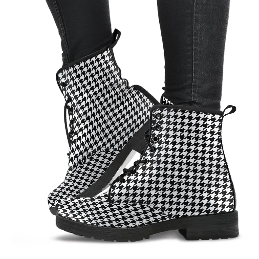 Small Houndstooth Pattern Ankle Boots