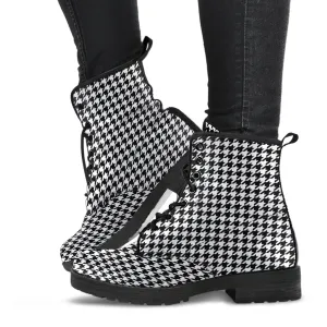 Small Houndstooth Pattern Ankle Boots