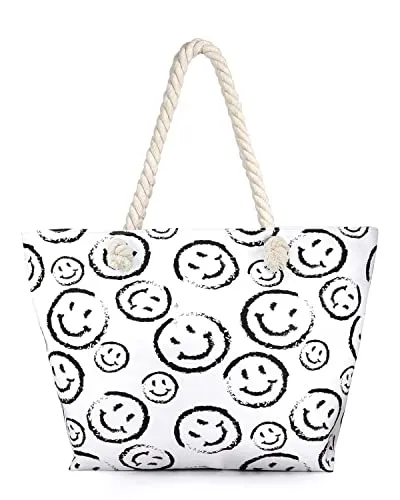 Smiley Face Beach Tote by Funky Junque