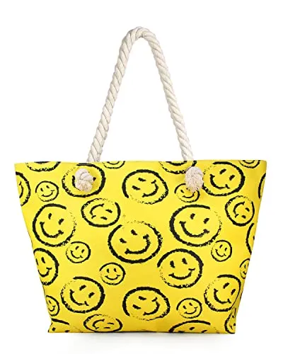Smiley Face Beach Tote by Funky Junque