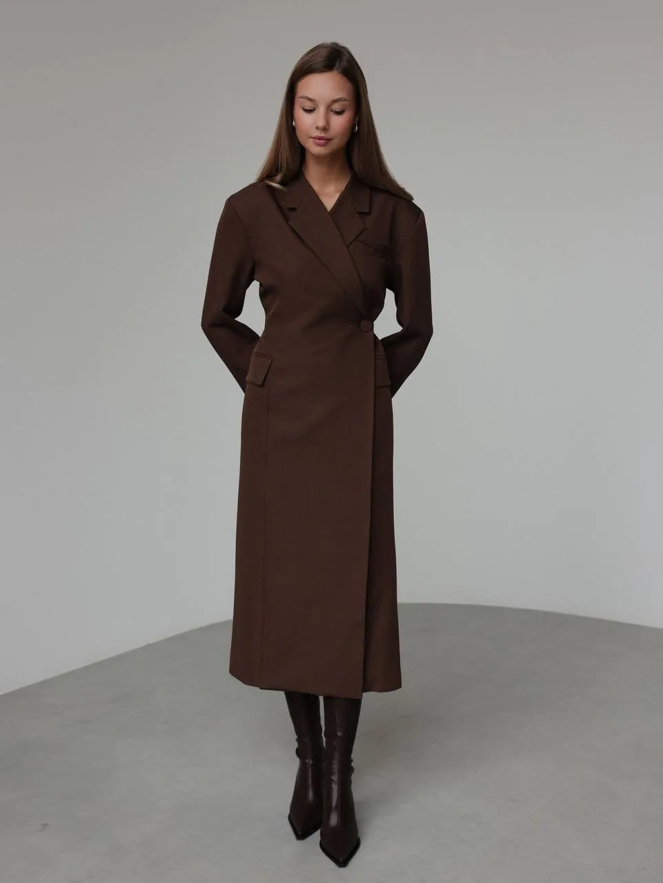 Sophisticated Brown Tailored Dress