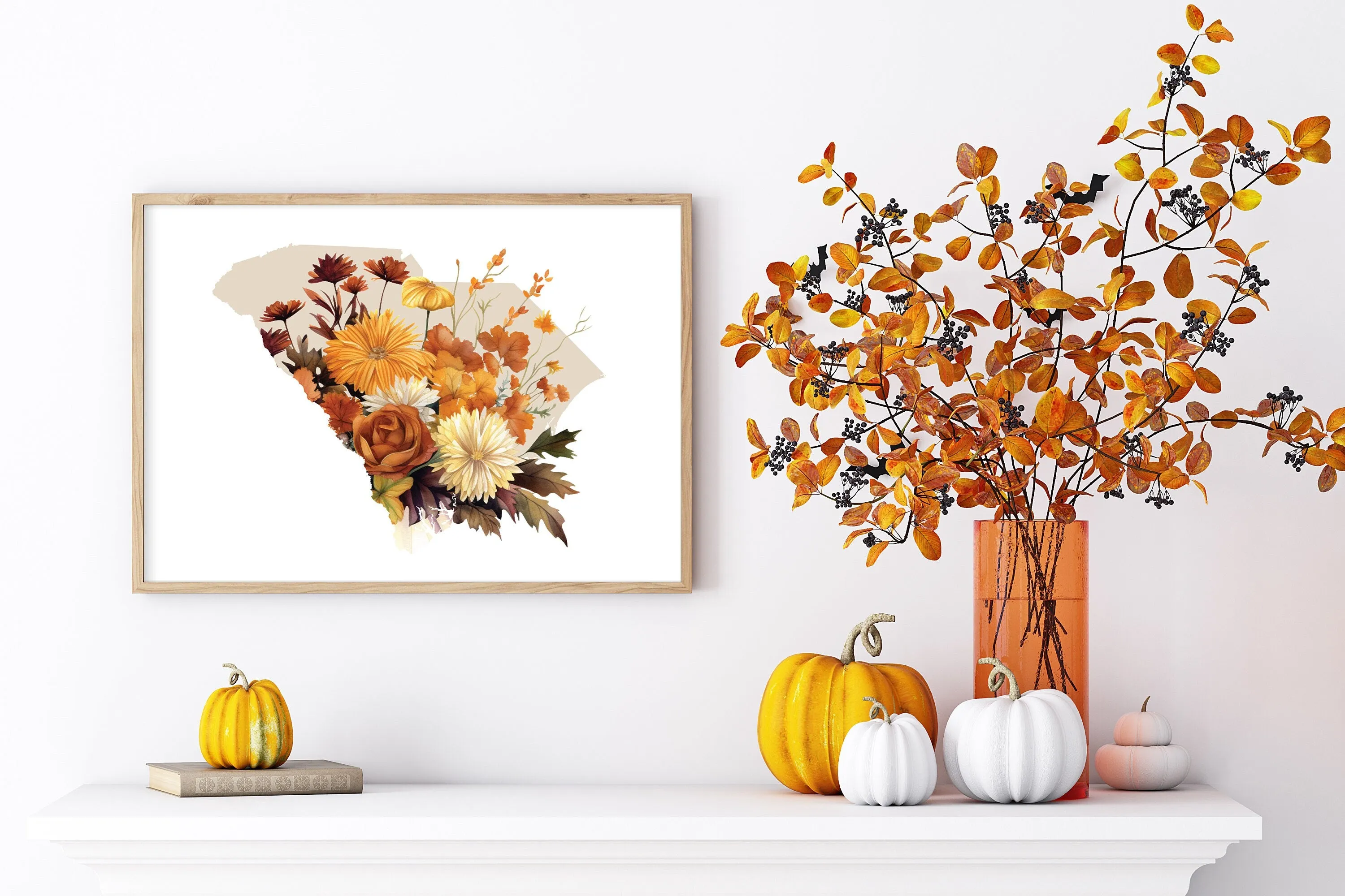 South Carolina Fall Wall Decor | Autumn Art Print | Southern Fall Home Decor | Seasonal Art for Cozy Spaces