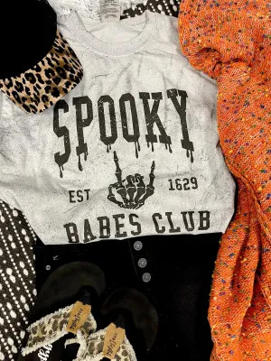 Spooky Babes Club Grey Tie Dye Graphic Tee