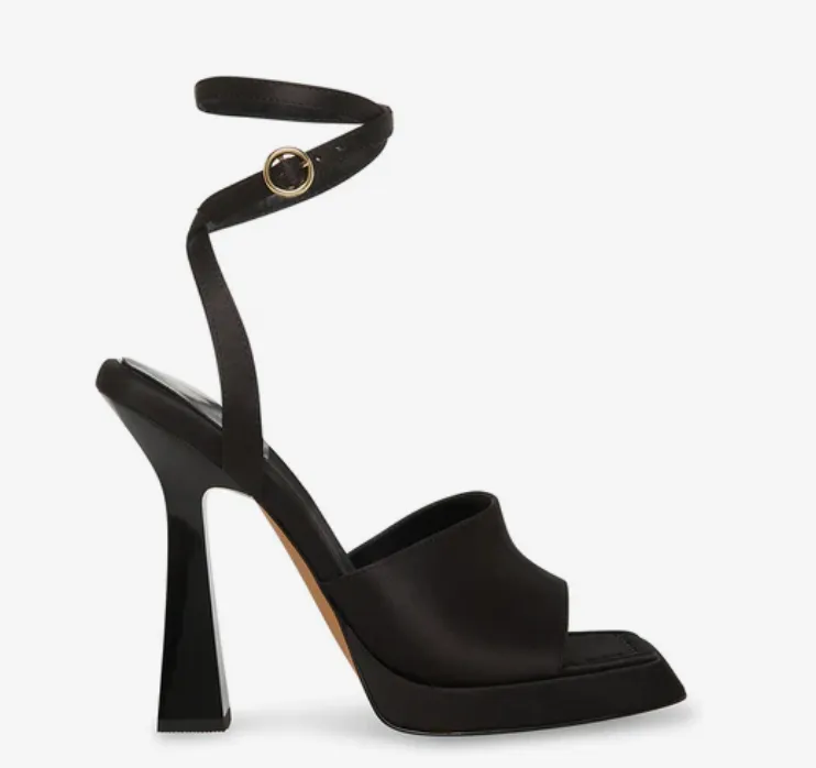 Square Toe Buckle Strap Stiletto Heel
