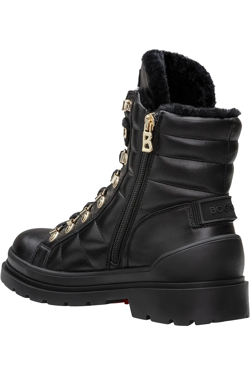 St. Moritz Stitched Leather & Shearling Spike Boots