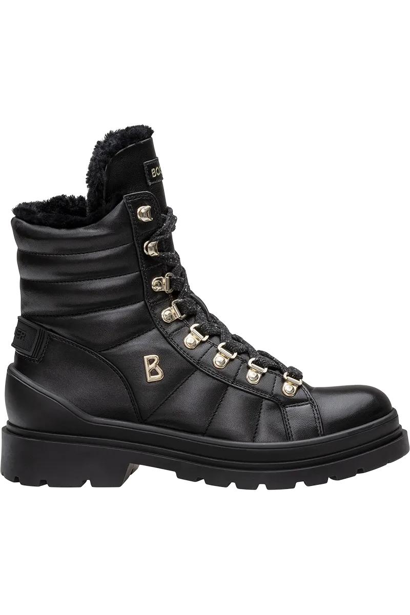 St. Moritz Stitched Leather & Shearling Spike Boots