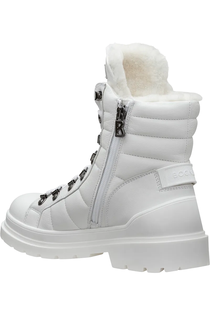St. Moritz Stitched Leather & Shearling Spike Boots