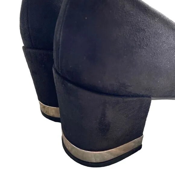 Stuart Weitzman Laney Black Suade Block Heels Closed Toe 6.5