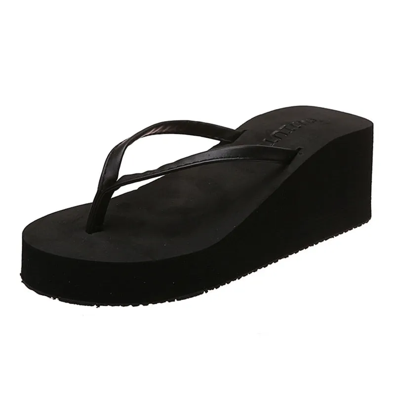 Summer Wedge Flip Flops for Women 2023 Fashion Clip Toe Platform Slippers Woman Lightweight Thick Bottom Non Slip Beach Sandals