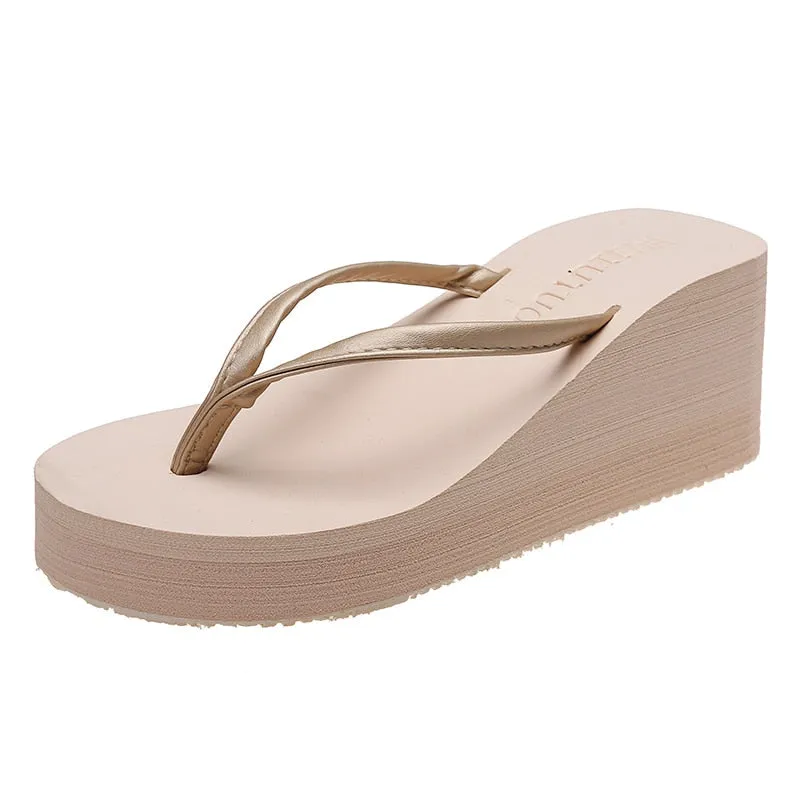 Summer Wedge Flip Flops for Women 2023 Fashion Clip Toe Platform Slippers Woman Lightweight Thick Bottom Non Slip Beach Sandals