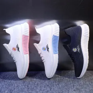 Summer Women's Mesh Breathable Casual Shoes Small Daisy Embroidered Sneakers Running Net Shoes