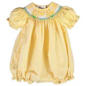 Swan Bevy Yellow Gingham Smocked Girl Bubble