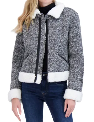 Sweater Bonded to Sherpa - CF Zip Moto with Detach Hood
