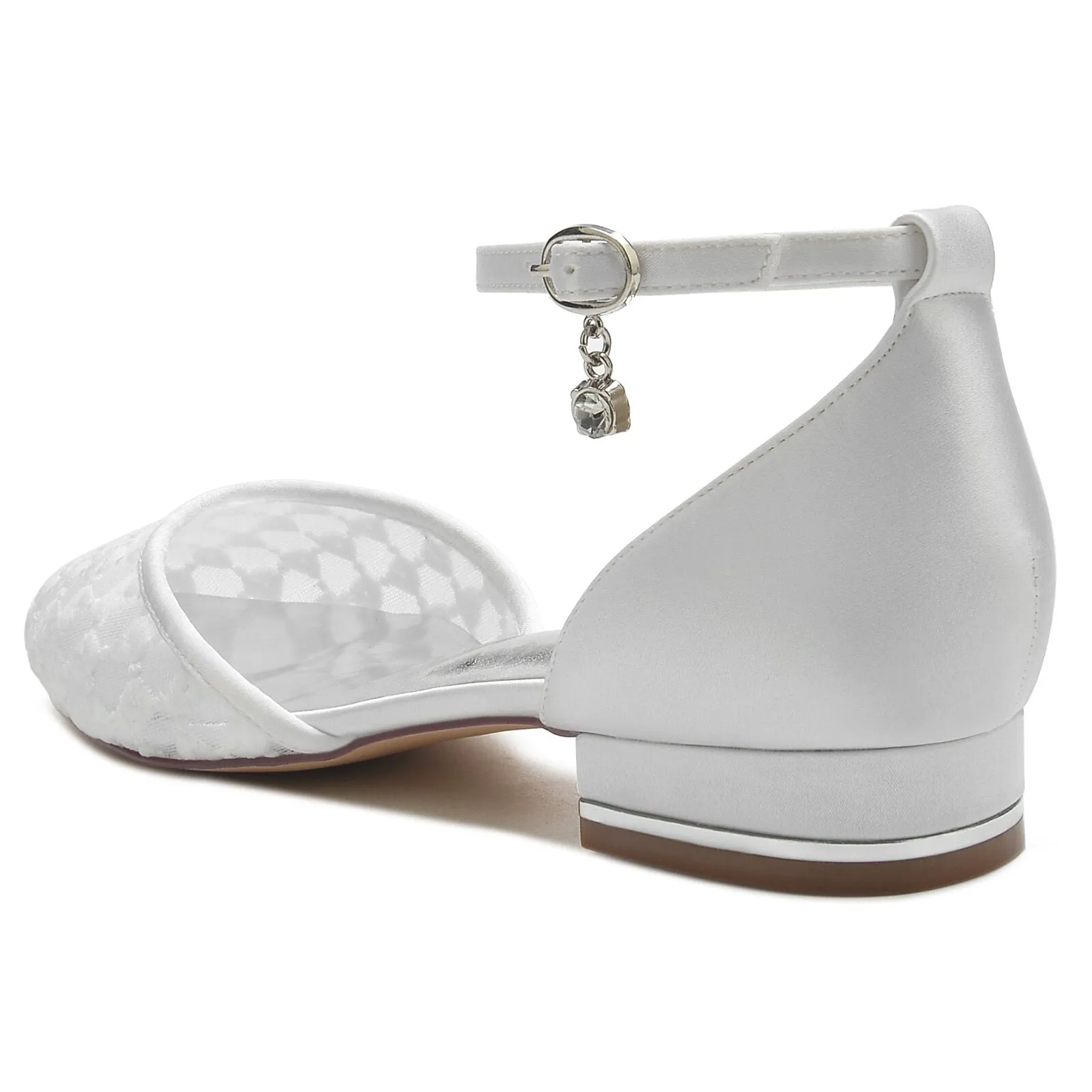 Sweet Lady Rounded Toe Lace Satin Dress Flats