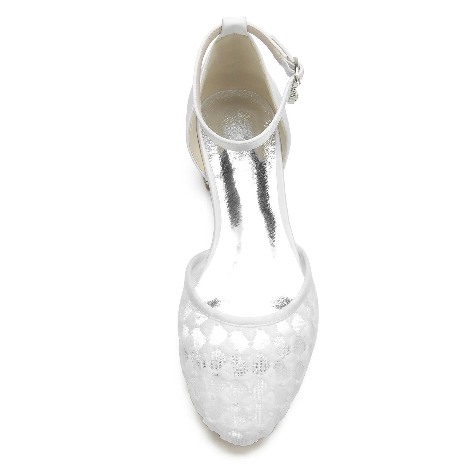 Sweet Lady Rounded Toe Lace Satin Dress Flats