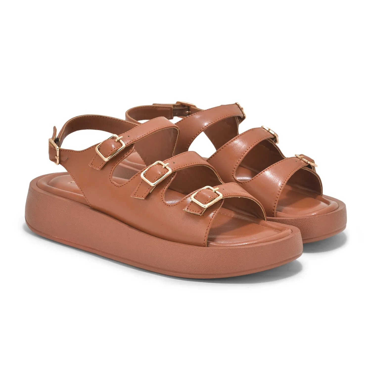Tan Triple Strap Sandals