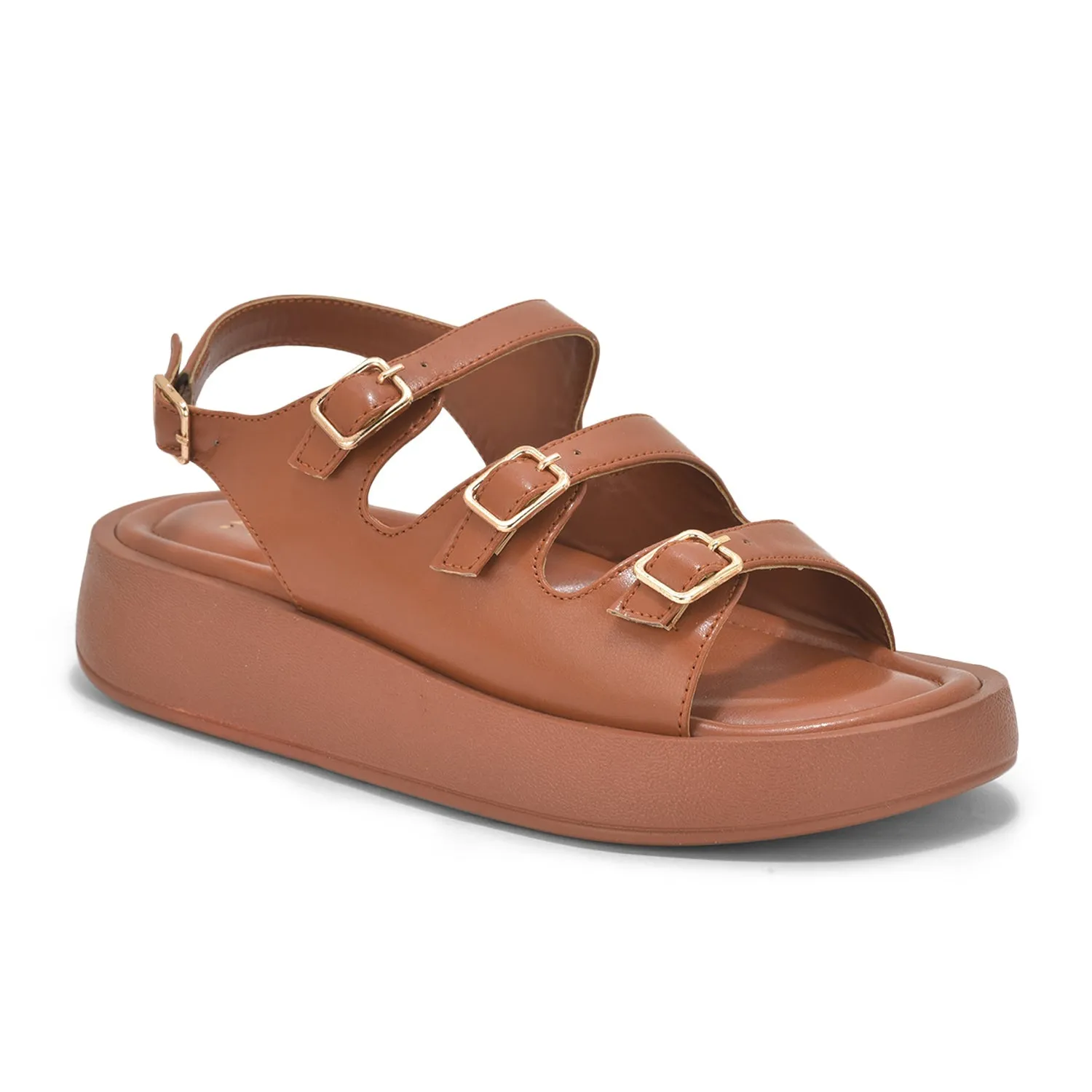 Tan Triple Strap Sandals
