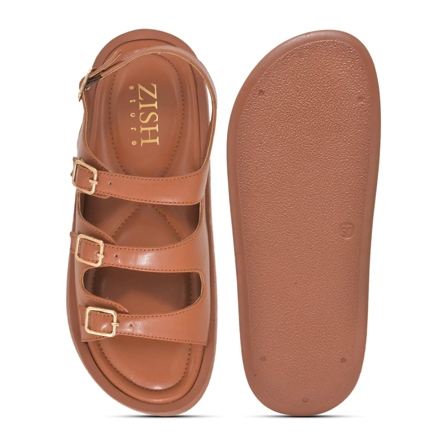 Tan Triple Strap Sandals
