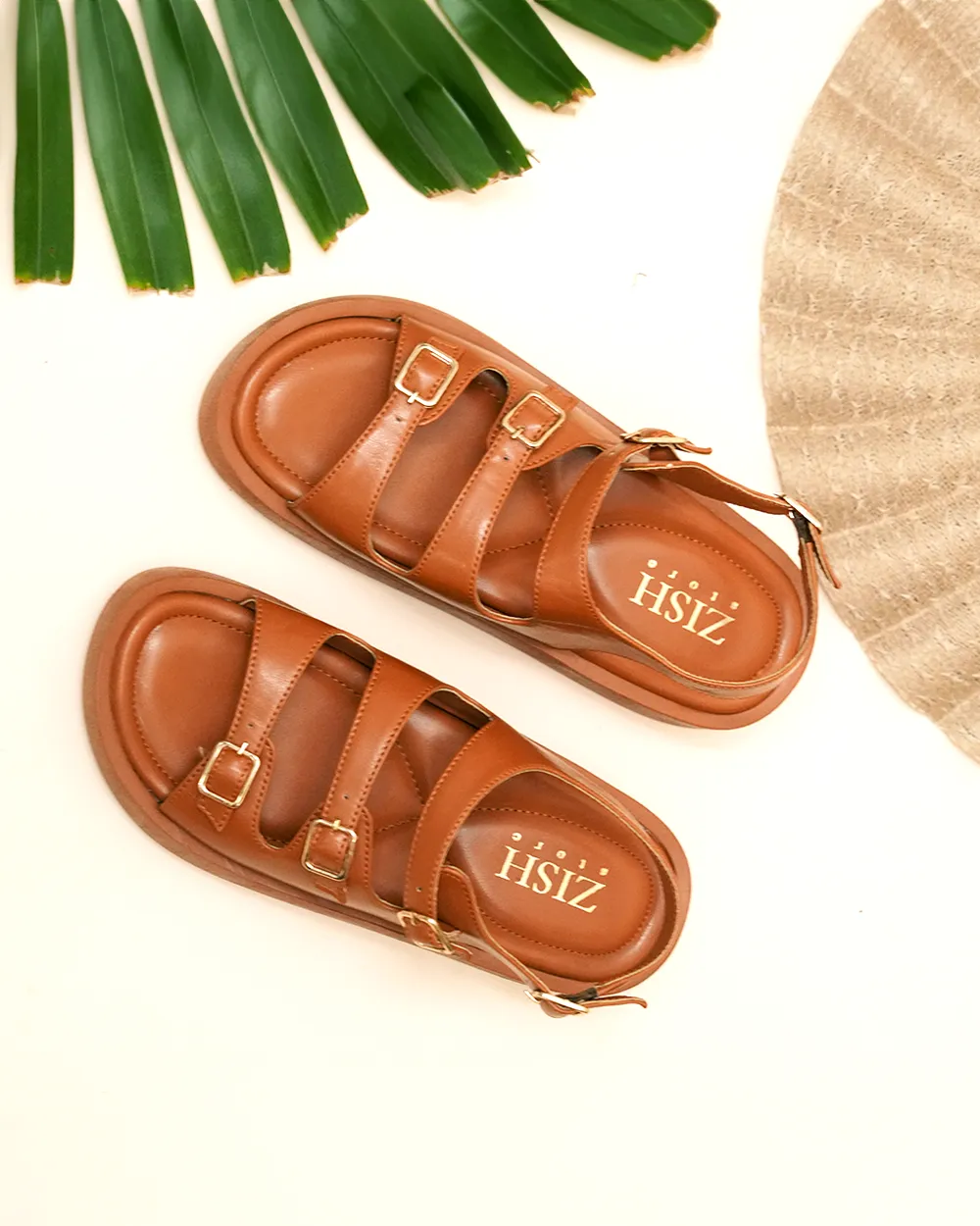 Tan Triple Strap Sandals