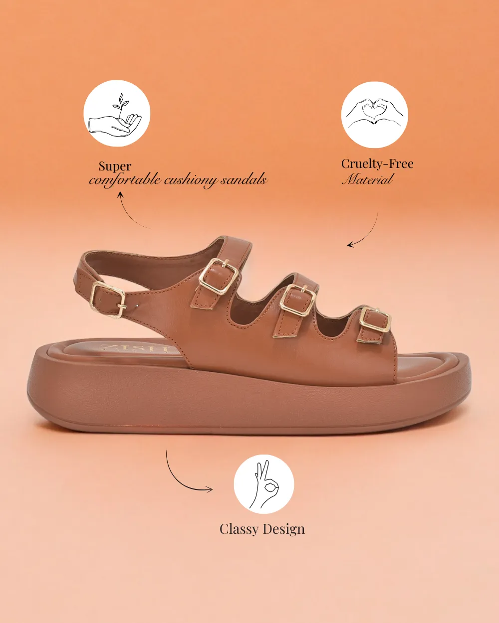 Tan Triple Strap Sandals