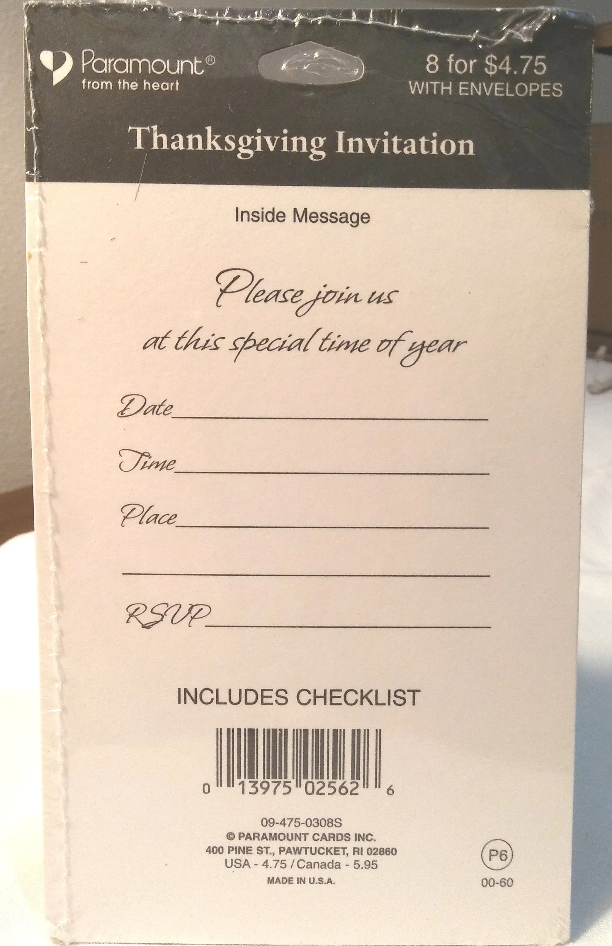 THANKSGIVING FILL IN INVITATION