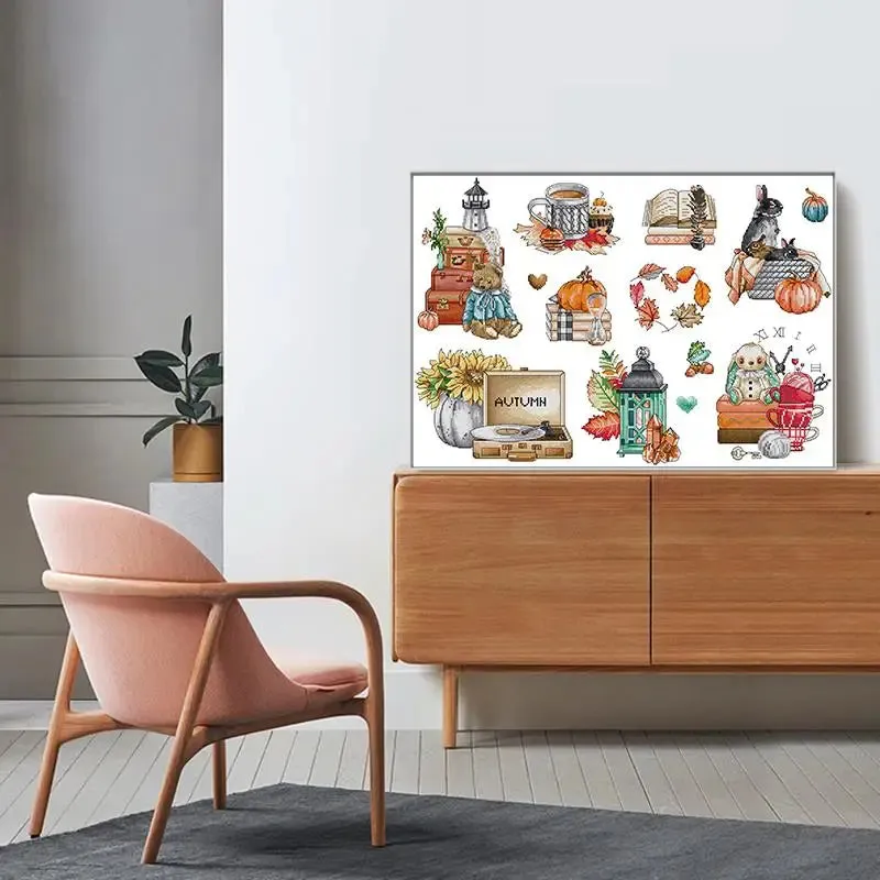 The Scent of Autumn Cross Stitch Kits - Fall Patterns on Stamped Canvas for Handmade Embroidery
