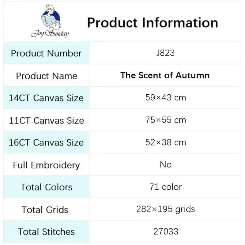 The Scent of Autumn Cross Stitch Kits - Fall Patterns on Stamped Canvas for Handmade Embroidery