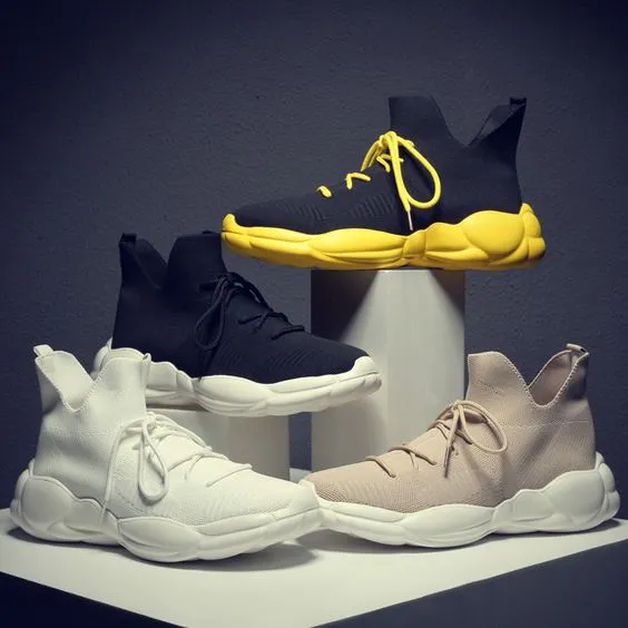 Trendy High Top FlyKnit Sneaker Shoes for Men