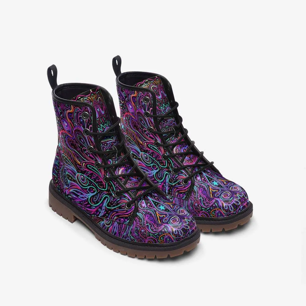 Trippy Psychedelic Purple Pink Combat Boots