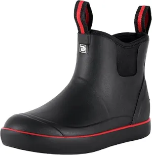 TRUDAVE Women's Ankle Rain Boots, Rubber Fishing Deck Boots, Garden Shoes for Outdoor Work(BLACK)