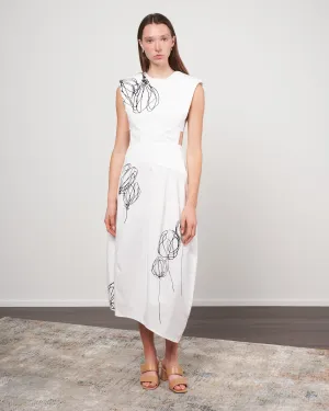 tulipe dress - white/black multi
