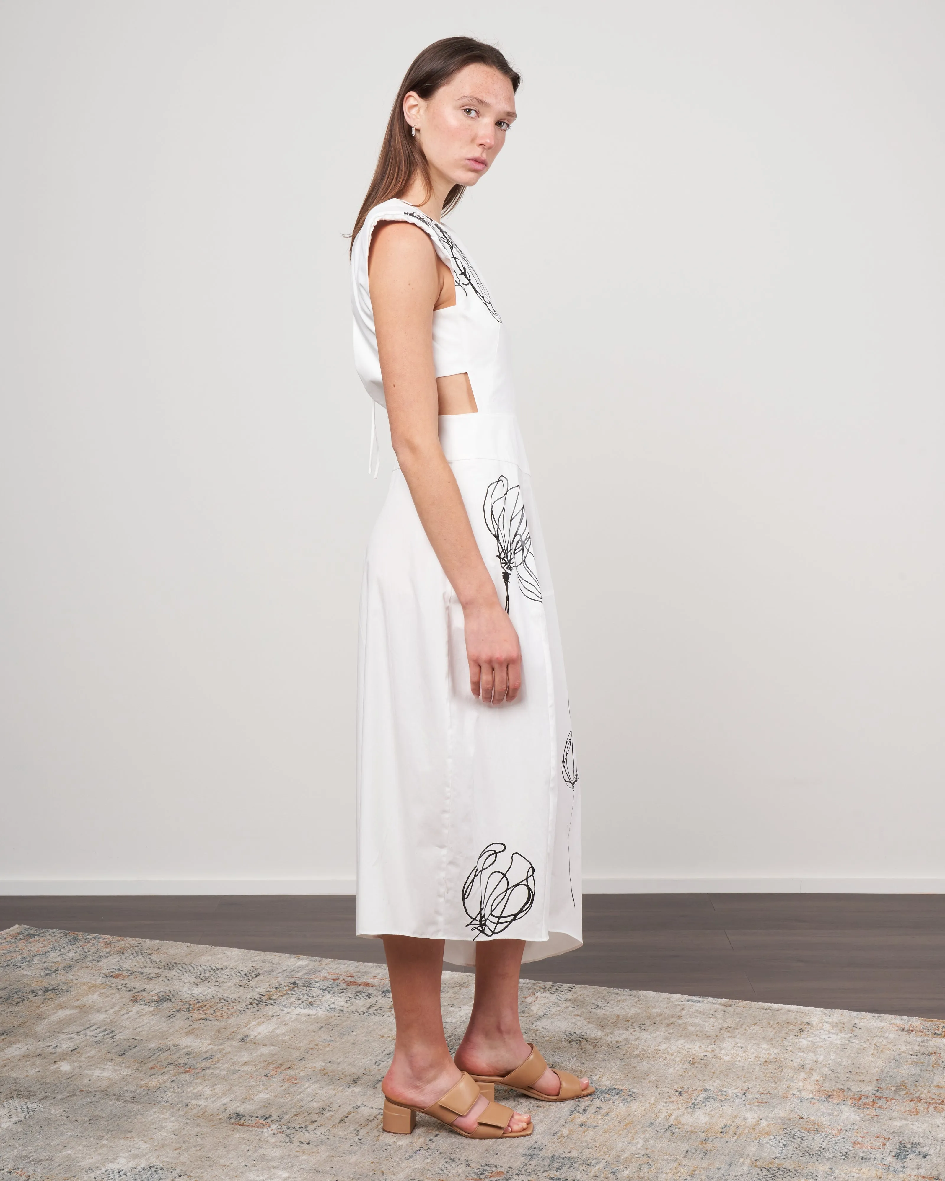 tulipe dress - white/black multi