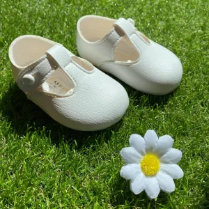 Unisex White Baypod Button Fastening Shoes