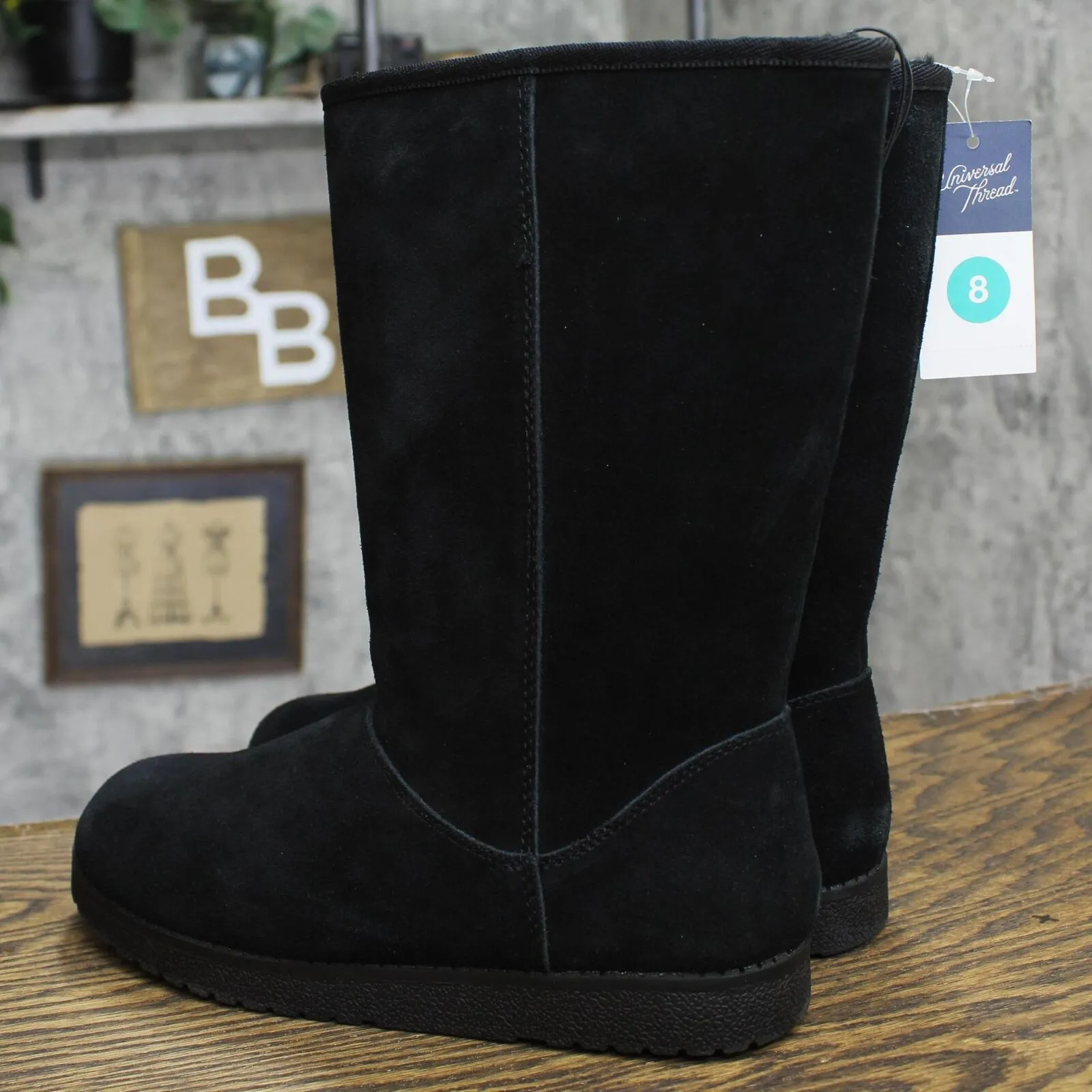 Universal Thread Womens Sarah Suede Shearling Winter Boots 91467407 Black 8M