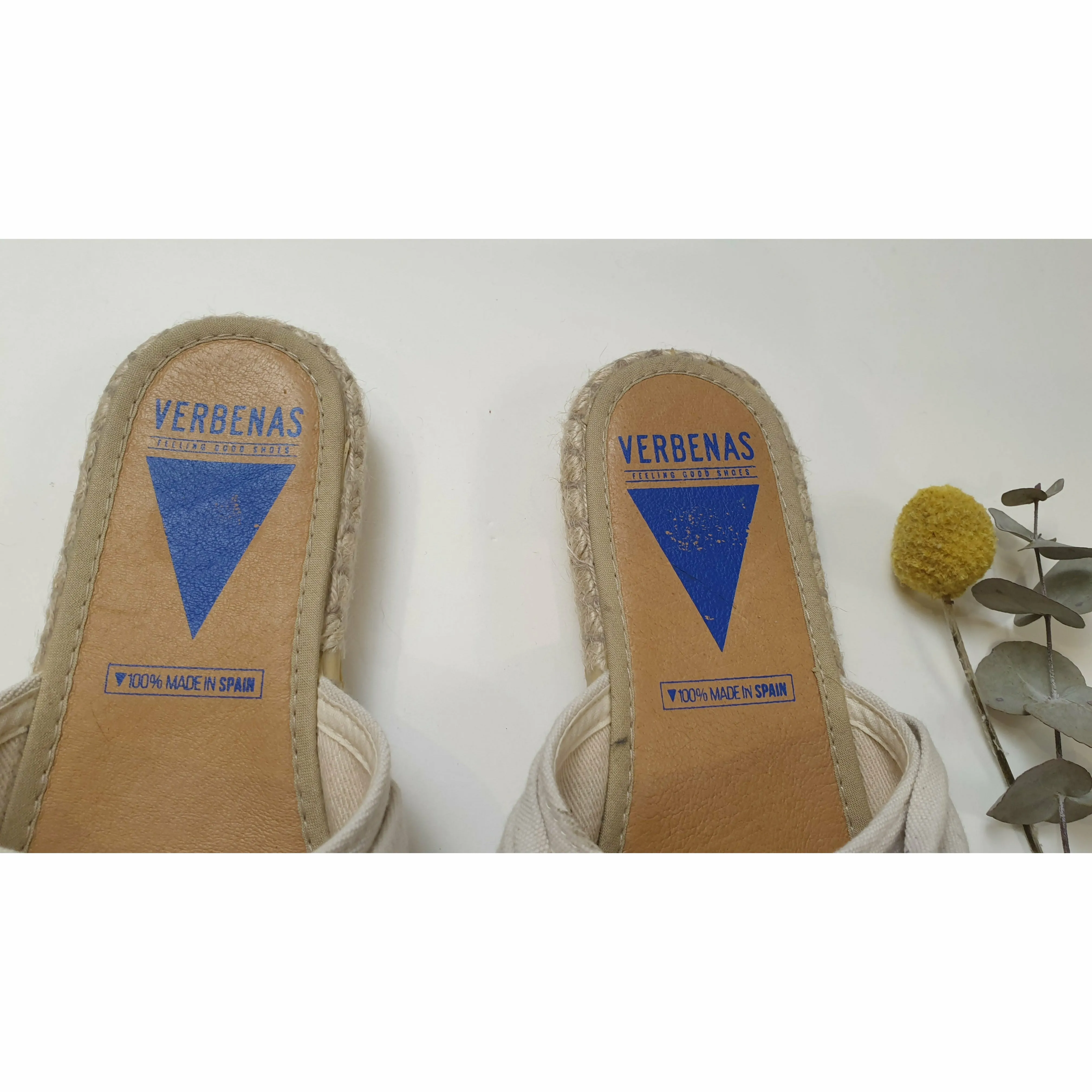 Verbenas natural fabric half shoe slides with bow size 35 (NB large fit, could fit 36-36.5)