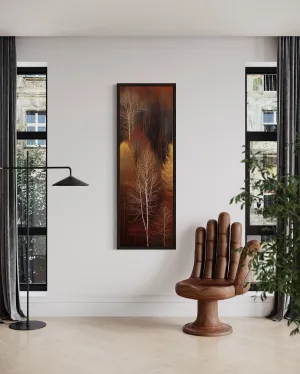 Vertical Tall Narrow Autumn Forest Framed Canvas Wall Art