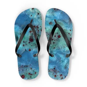 Vibrant Unisex Beachwear Flip Flops With Tie-dye Like  Agate Patterns