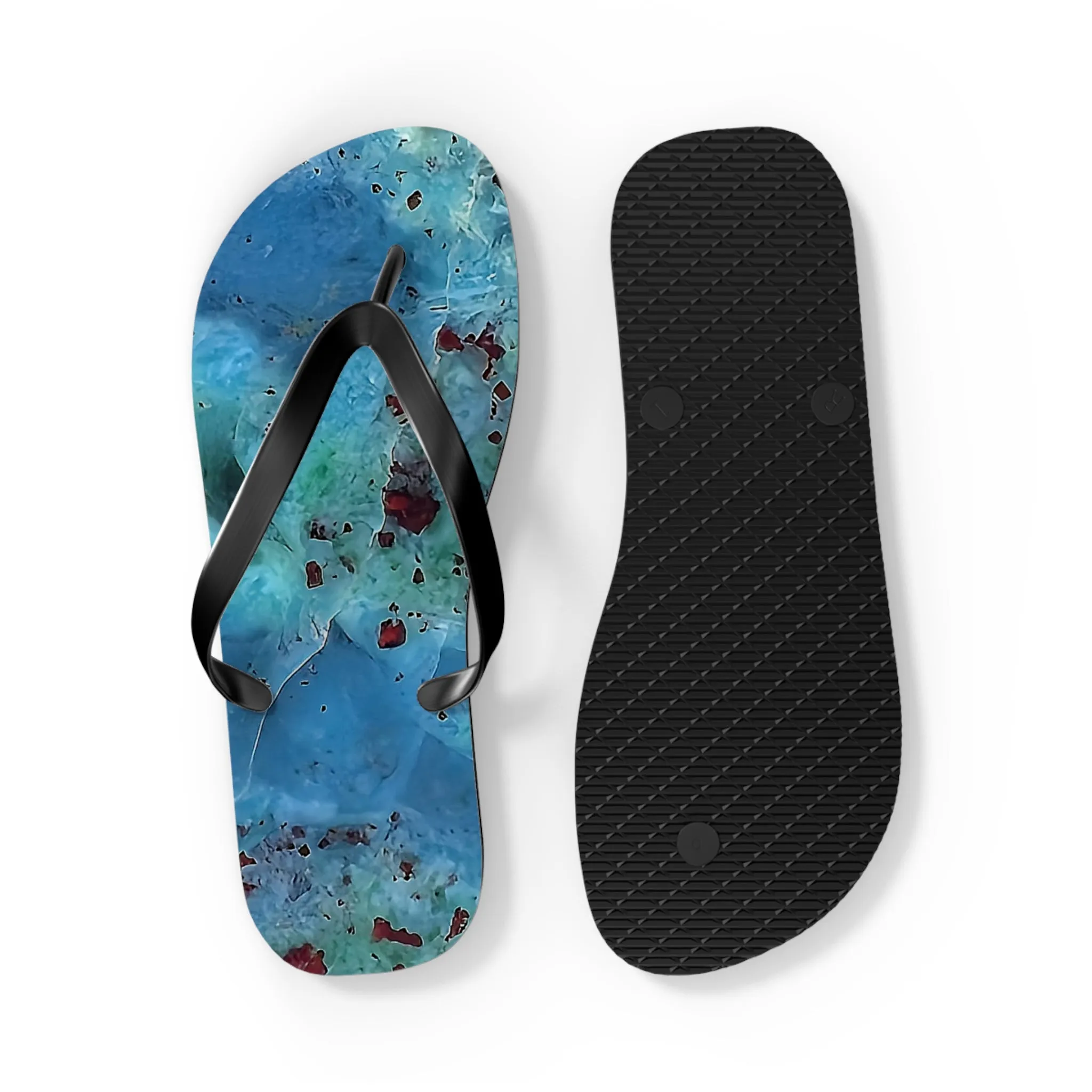Vibrant Unisex Beachwear Flip Flops With Tie-dye Like  Agate Patterns