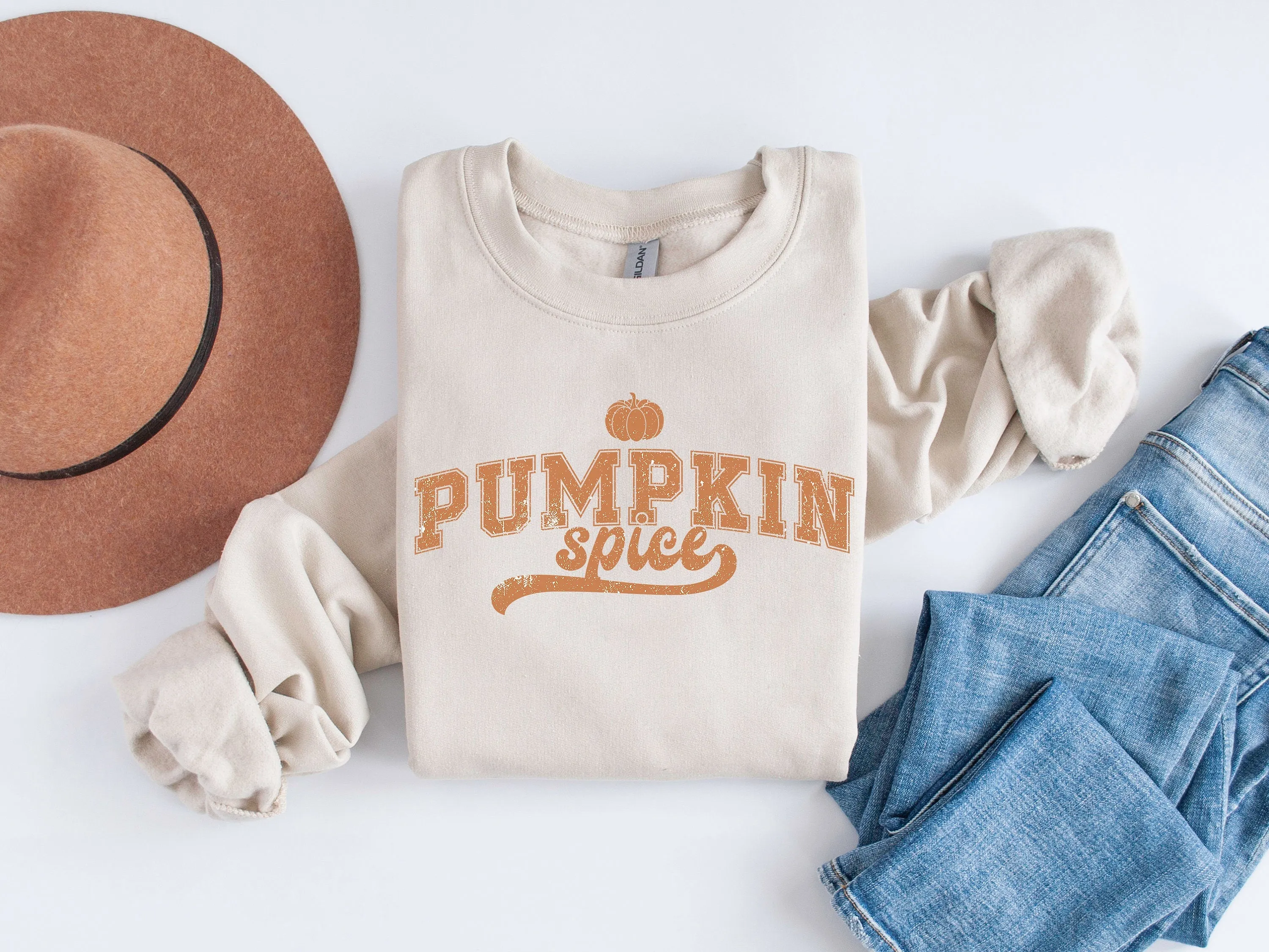 Vintage Distressed Pumpkin Spice Sweatshirt
