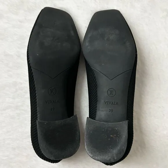 Vivaia Melody Square-Toe Chunky Block Heels Black Size 39 EU 8 US