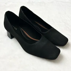 Vivaia Melody Square-Toe Chunky Block Heels Black Size 39 EU 8 US