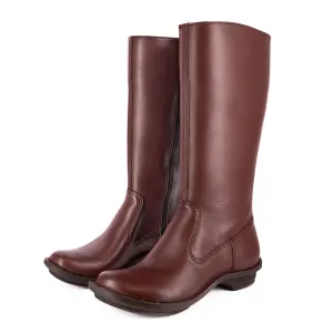 Vutha : Ladies Leather Mid-Calf Boot in Raisin Relaxa