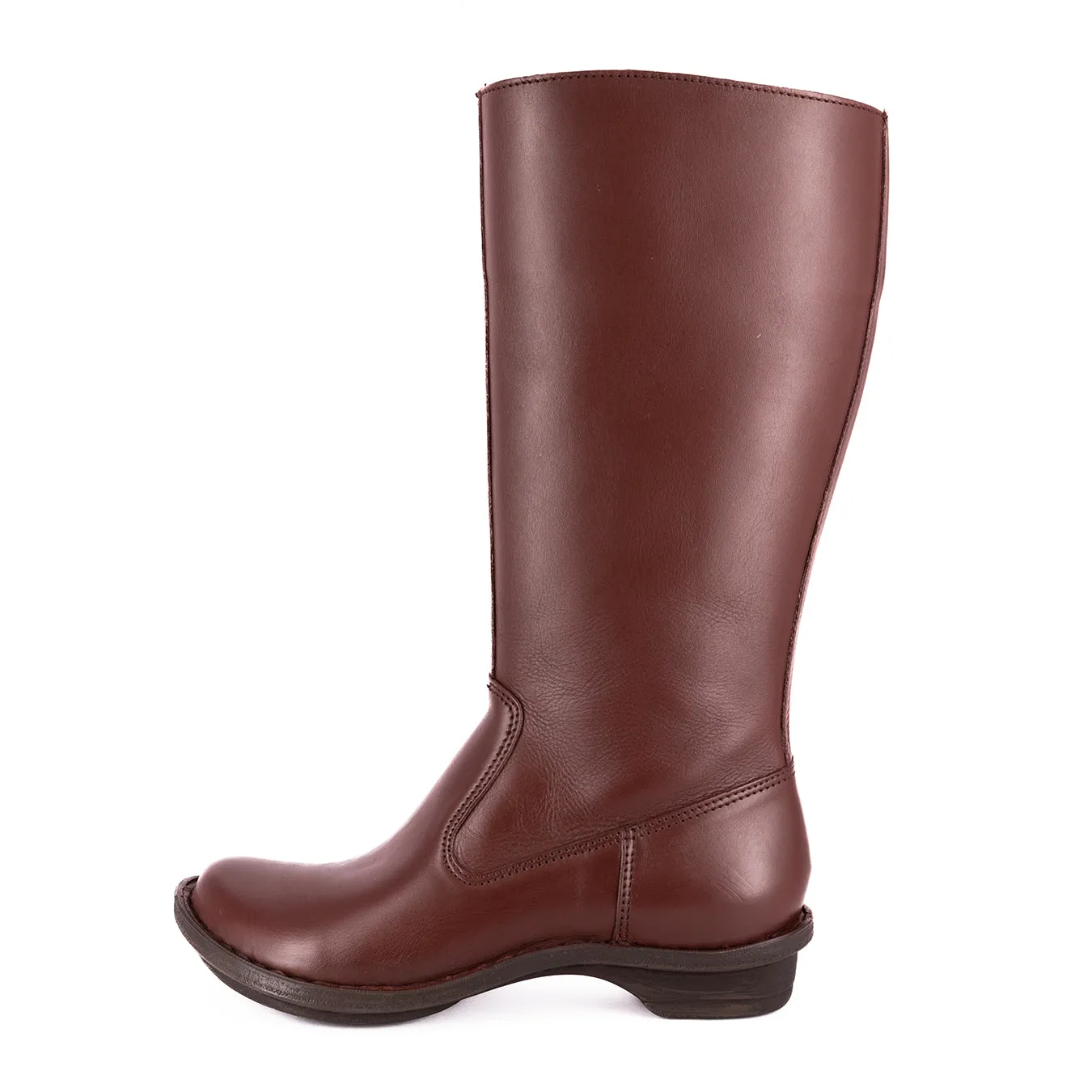 Vutha : Ladies Leather Mid-Calf Boot in Raisin Relaxa