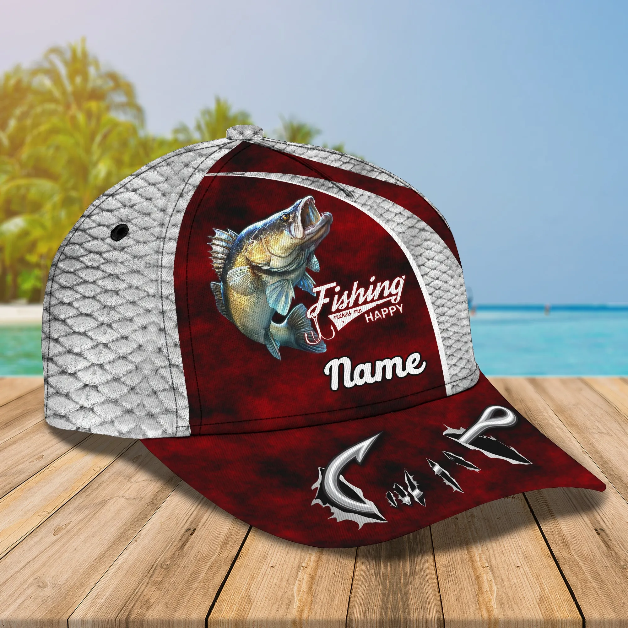 Walleye Fishing 13 - Personalize Name Cap  - Loop - Ntp-170