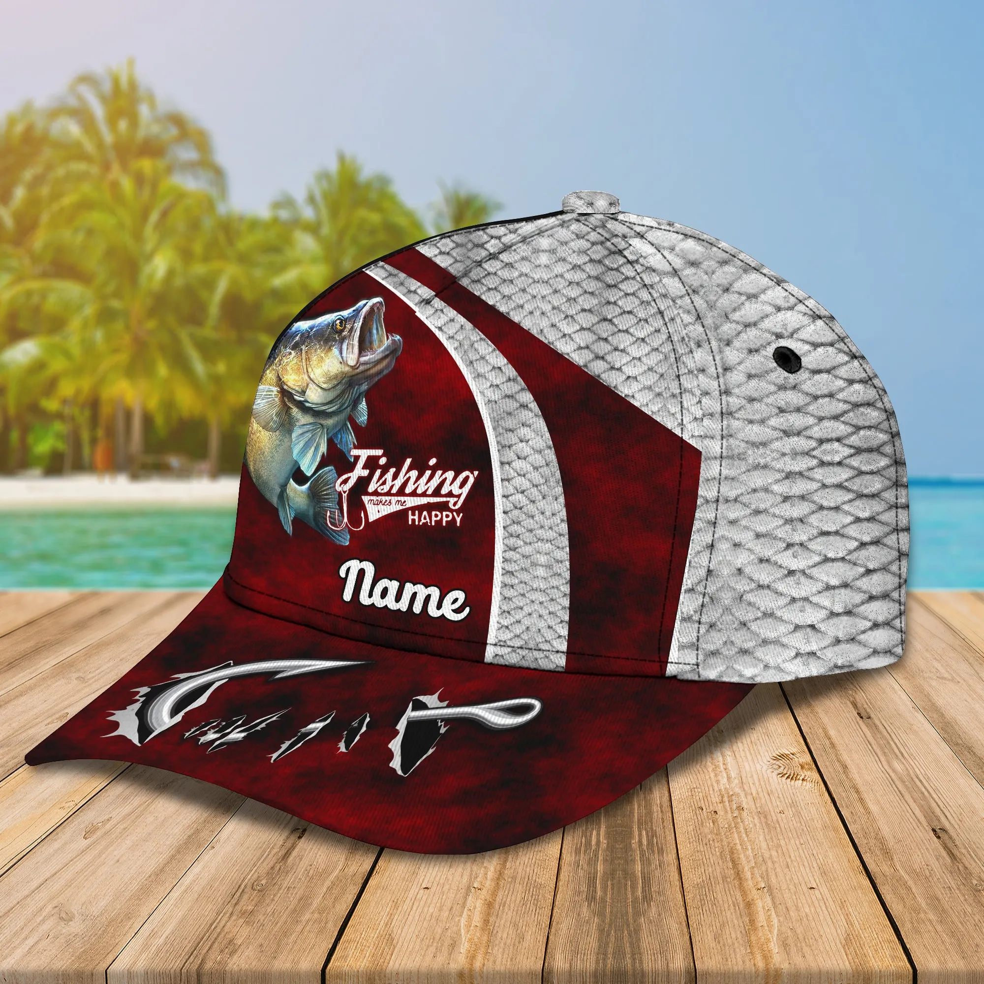 Walleye Fishing 13 - Personalize Name Cap  - Loop - Ntp-170