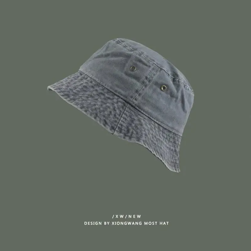 Washed Denim Vintage Bucket Hat - Fashionable Spring Summer Autumn Fisherman Cap for Women Men