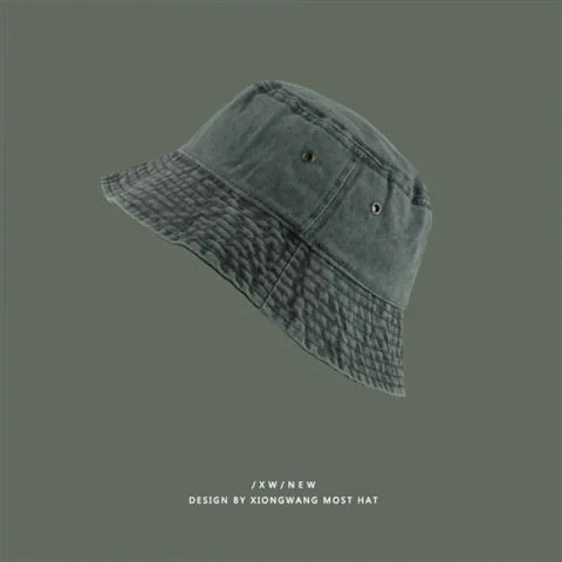Washed Denim Vintage Bucket Hat - Fashionable Spring Summer Autumn Fisherman Cap for Women Men