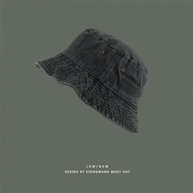 Washed Denim Vintage Bucket Hat - Fashionable Spring Summer Autumn Fisherman Cap for Women Men