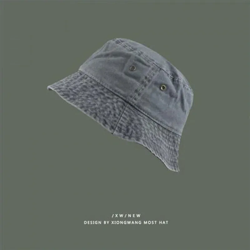 Washed Denim Vintage Bucket Hat - Fashionable Spring Summer Autumn Fisherman Cap for Women Men