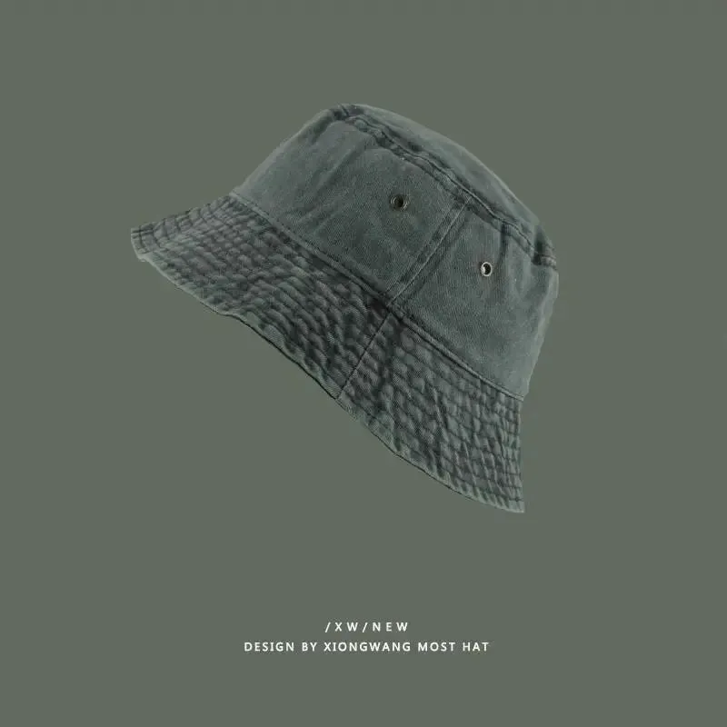 Washed Denim Vintage Bucket Hat - Fashionable Spring Summer Autumn Fisherman Cap for Women Men